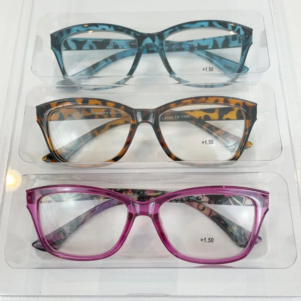 Laundry by Design +1.50 Reading Glasses Animal Print Pink Brown Blue